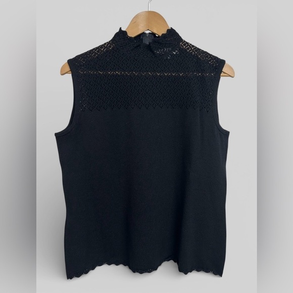 St. John Collection Tops - St. John Evening Black Sleeveless Mock Neck Top Size Large